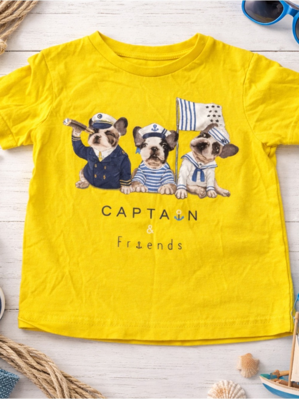 Mayoral Nautical Puppy Shirt 18M Captain & Friends Yellow Tee Baby